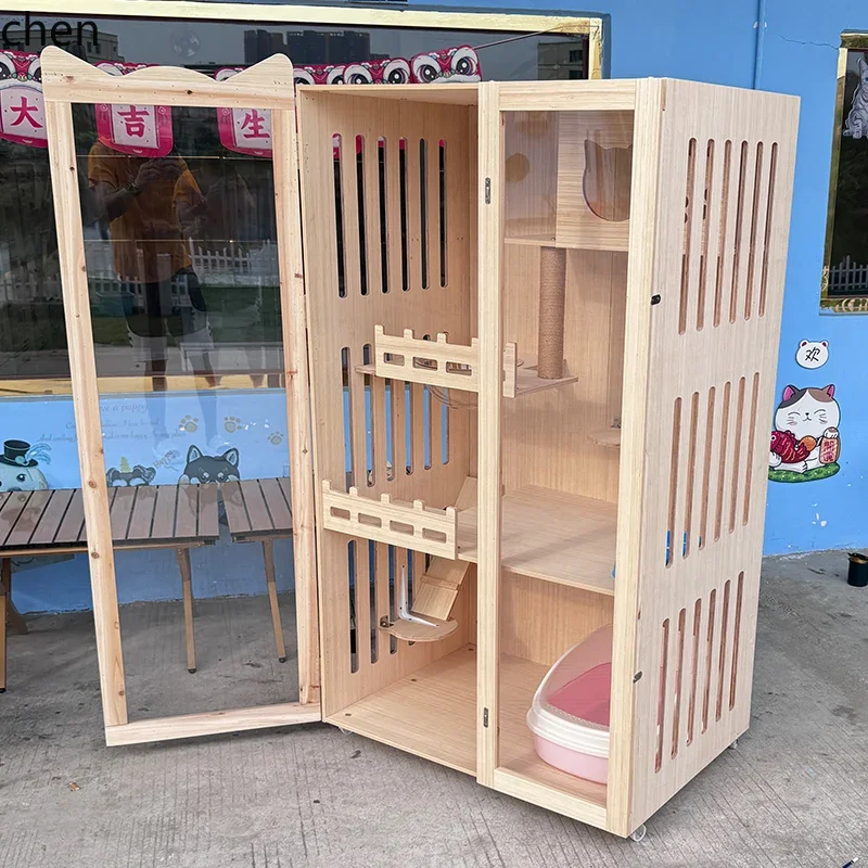 YFY  Solid Wood Cat Nest Cat Villa Space Capsule Cat Cage Pet Cage Display Cabinet