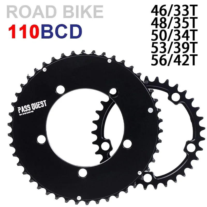 PASS QUEST 110 bcd chainring 5 bolt road bike Narrow wide Chain ring with bolts for Shimano SRAM 11 12 Speed Road Bike tray