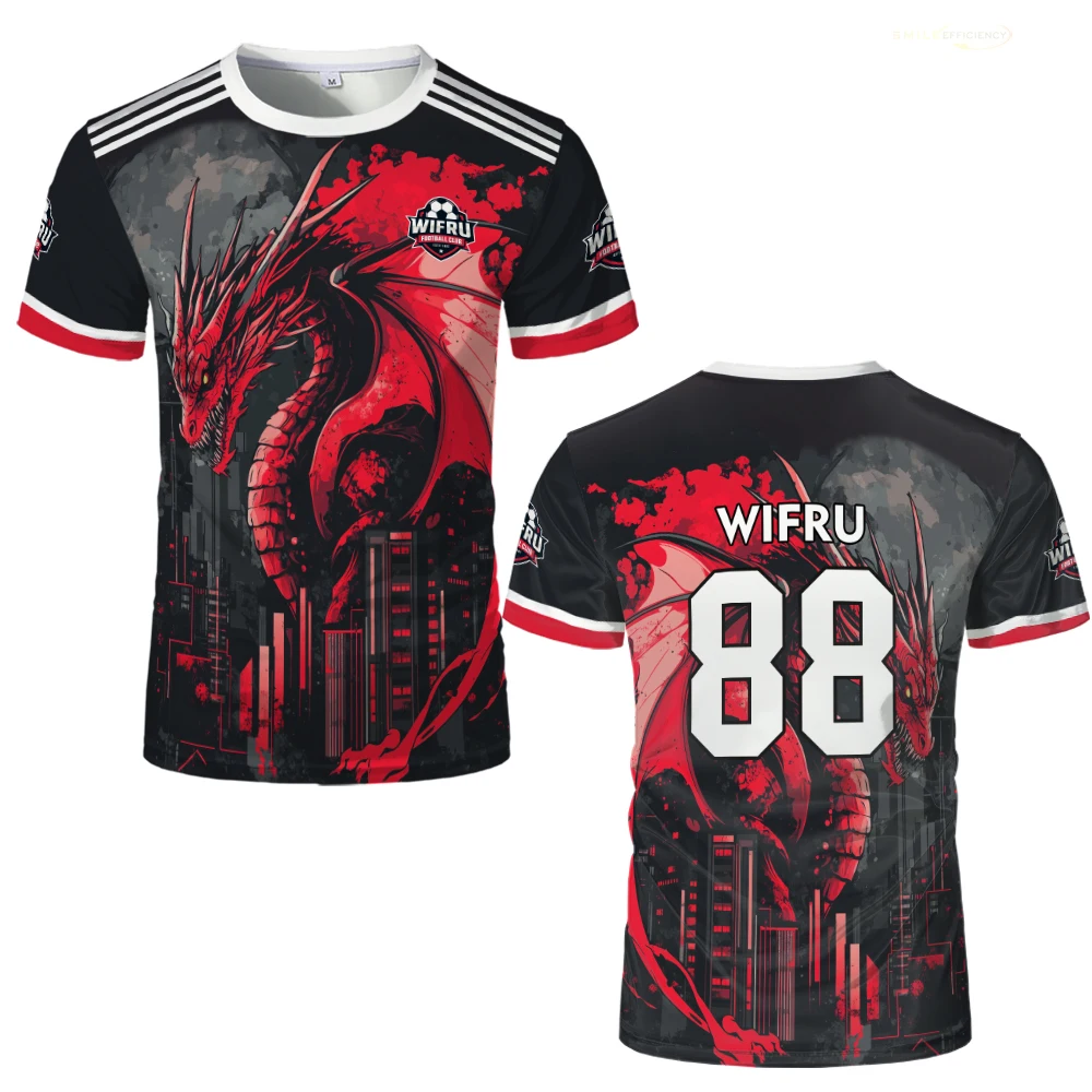 جديد التنين فرسان جيرسي HD ثلاثية الأبعاد تي شيرت مطبوع التجفيف السريع المتضخم تنفس الرجال بلايز عادية كرة قدم رياضية جيرسي