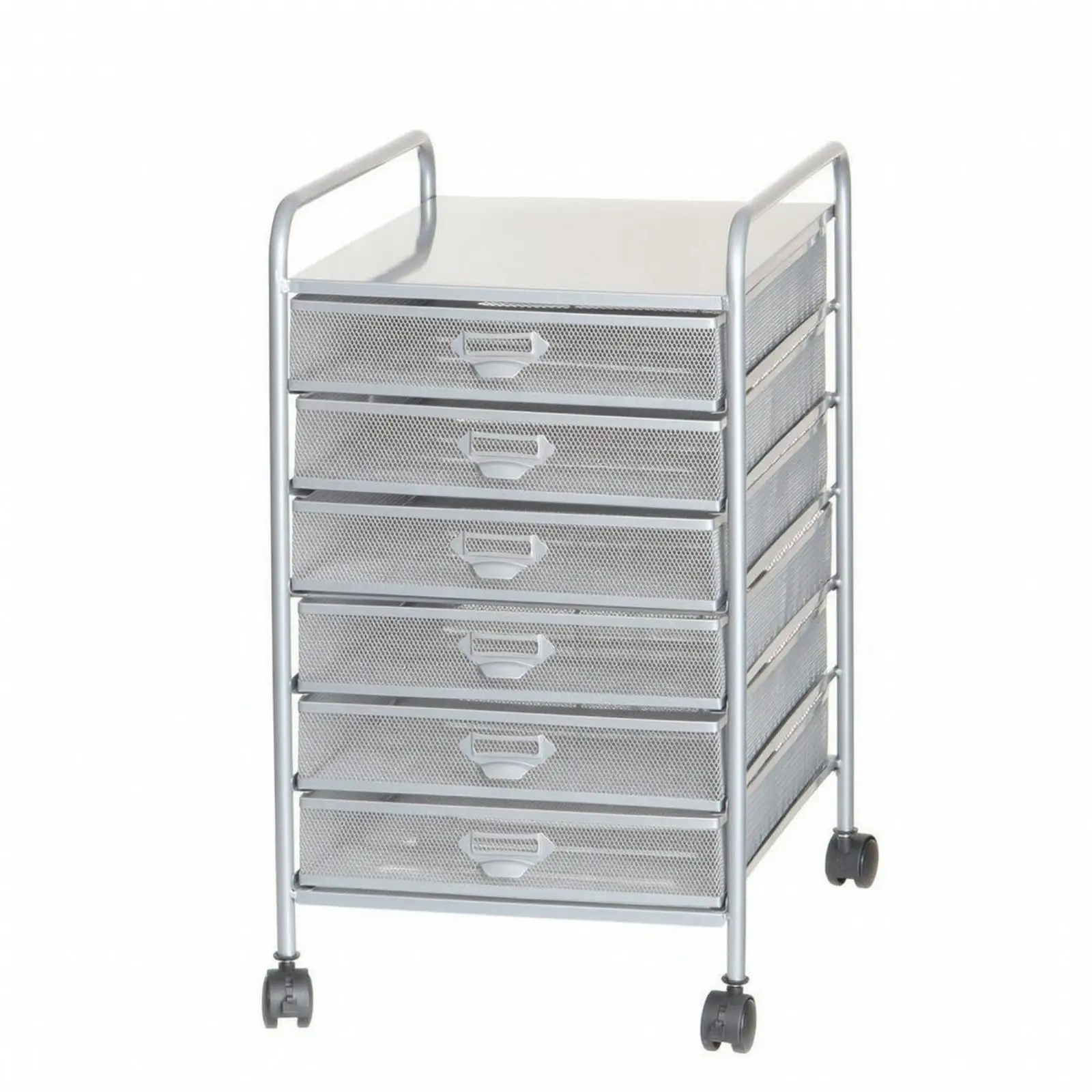 Rolling Office File Rack Cart Metal Mesh Drawer Storage Unit with Label Handles for A3 Document Organization Desk Trolley
