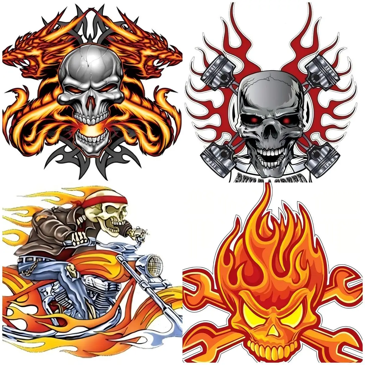 

Skull Flame Wrench Mechanical Bumper Sticker Laptop Car Vinyl Decal Windows Waterproof Cars Accsesories