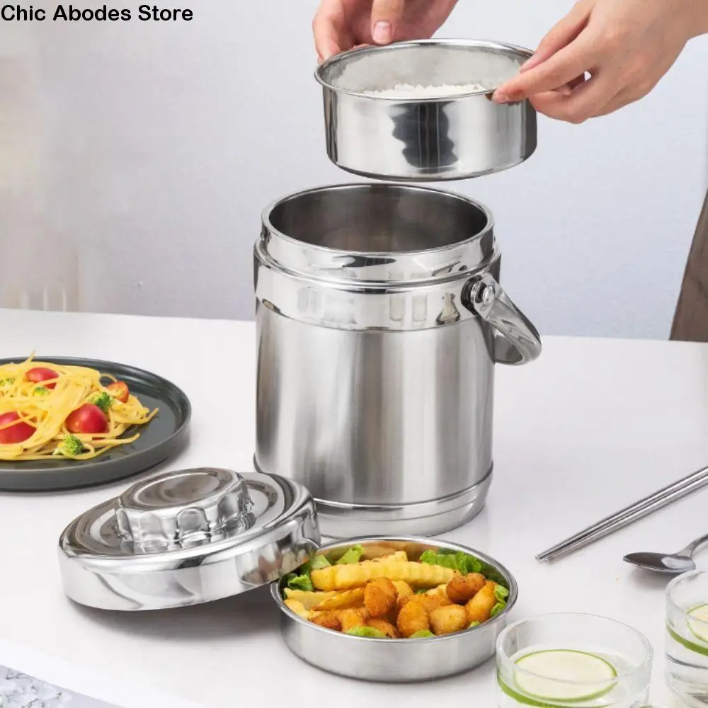 

1.3/1.9L Thermos Lunch Box Large Capacity Stainless Steel Food Storage Containers Leakproof with Handle Thermal Food Jar School