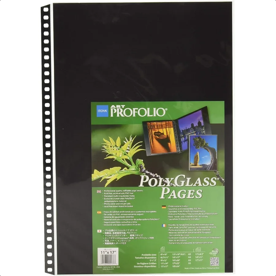 

ProFolio by Itoya Art ProFolio PolyGlass 10Pack MultiRing Binder Refill Pages Portrait 11 x 17 Inches