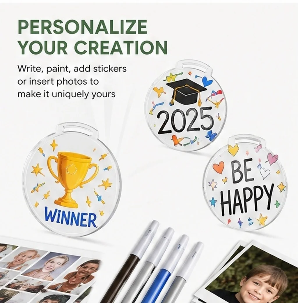 30Pcs Clear Acrylic Round Medals DIY Blanks Design Your Own Award Medals for School Party Field Day Winner Prize