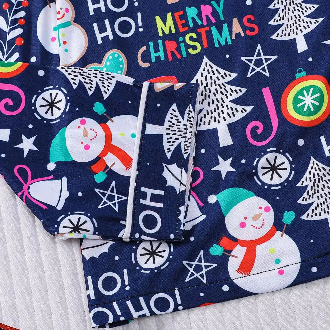 Christmas Santa Tree Snowman Print Pajamas for Women  Festive  Loungewear Set Cozy Holiday Sleepwear Family Gift