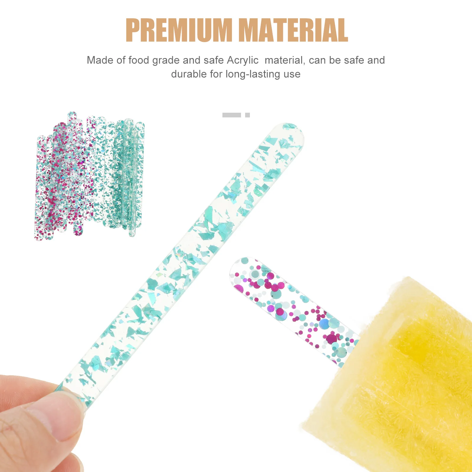 

20 Pcs Acrylic Ice Cream Stick Reusable Popsicle Round Colored Popsicles Sticks