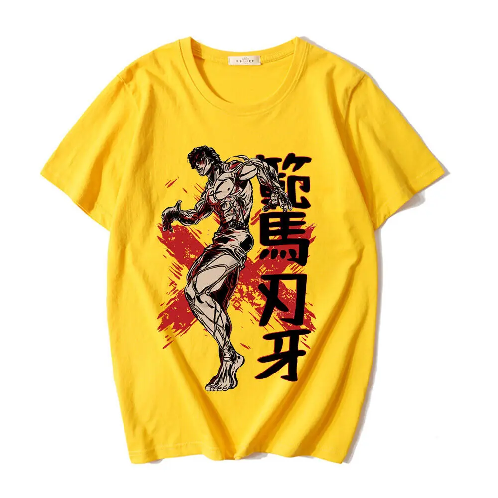 Baki Hanma เสื้อยืดคอตตอนลายการ์ตูนใช้ได้ทั้งชายและหญิงเสื้อยืดลำลองของขวัญฤดูร้อน