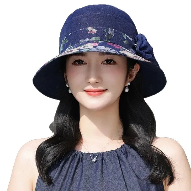Middle-aged And Elderly Thin Bucket Hat Flower Bucket Hat Spring And Summer Mother Sun Hat Grandma Old Breathable Cool Hat