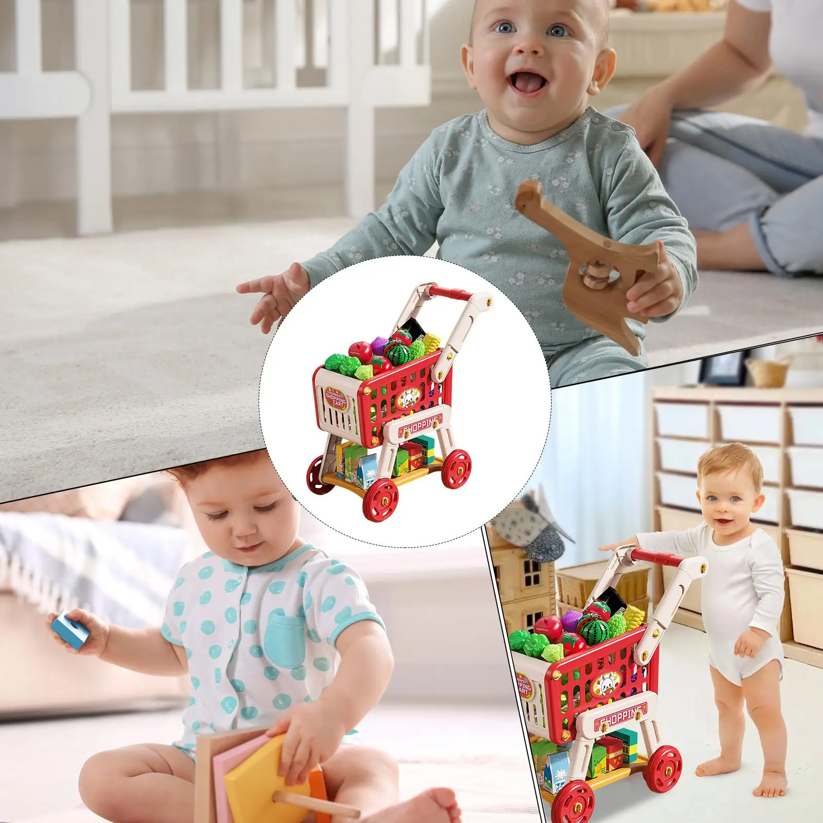Crianças carrinho de compras brinquedo carrinho de mercearia crianças jogar acessórios de cozinha fingir jogar brinquedos educativos comida falsa para meninos meninas criança