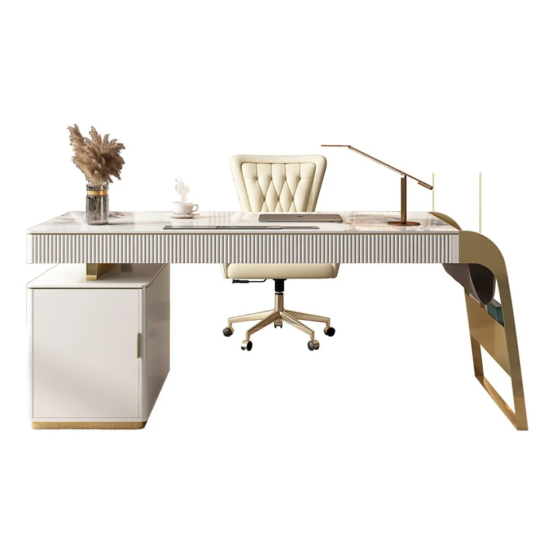 

Light luxury rock slab desk Small apartment Nordic simple modern designer high-end writing desk Home study