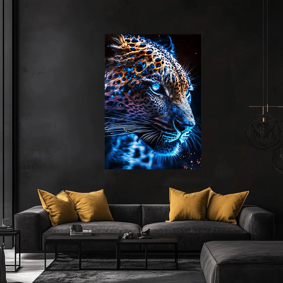 Black Panther Wall Art Canvas Print Luxury Black and Gold Animal Poster Modern Abstract Artwork
