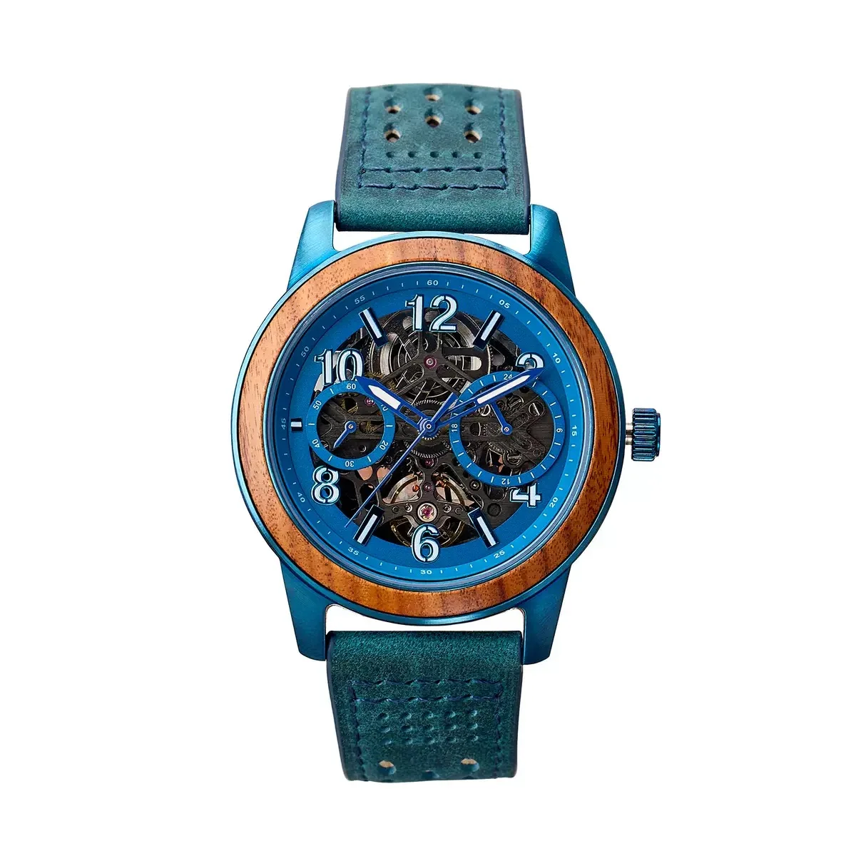 Original Wooden Mechanical Watch Men's Hollow out Belted Wristwatch Unique Design Wood Watch