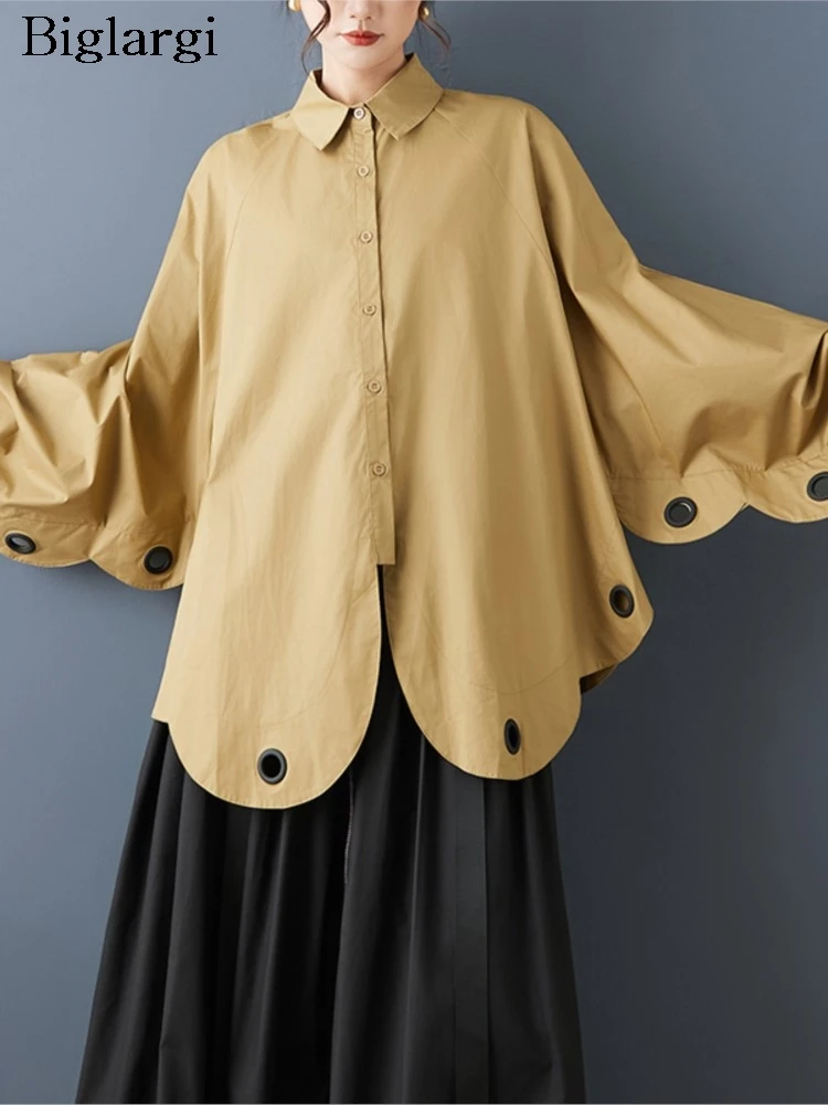 

Oversized Spring Shirts Women Fashion Irregular Ladies Blouses Casual Loose Long Sleeve Woman Shirts Tops