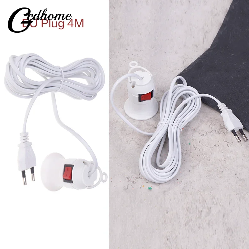 EU Plug 4M Power Cord Cables E27 Lamp Base Holder With Switch For Pendant Led Bulbs Fixture Hanglamp Suspension Socket