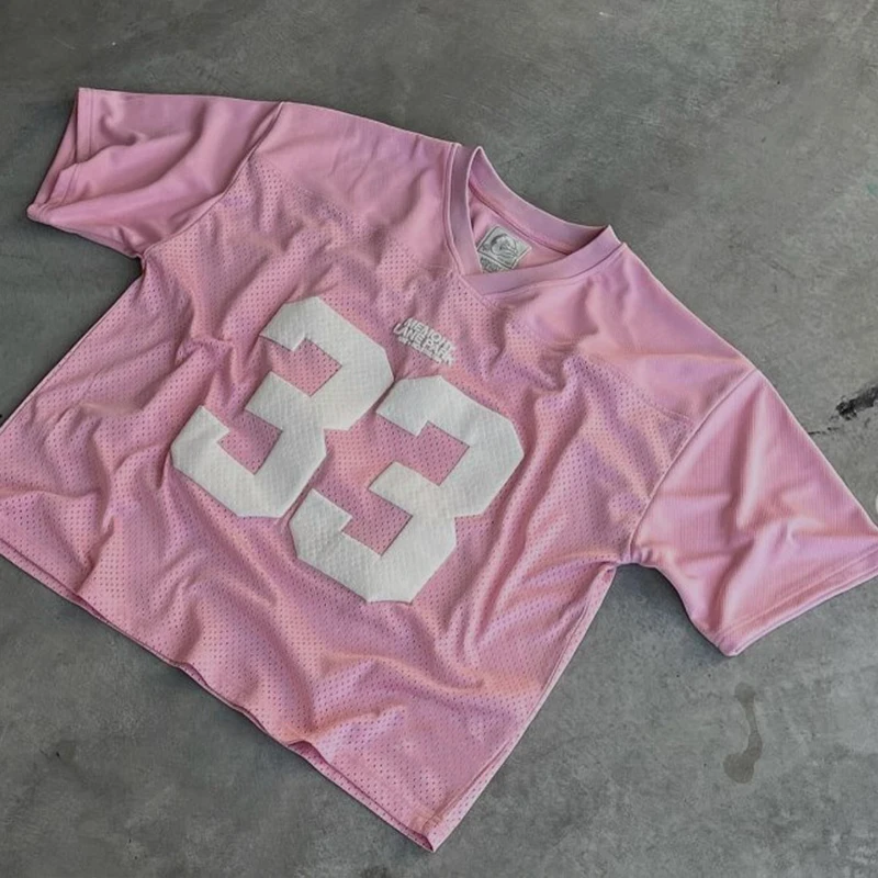 Retro Jersey Quick Dry Breathable Mesh T Shirt Men Women Street College Sports Wear Oversized Unisex Football Training Wear Y2K image 6