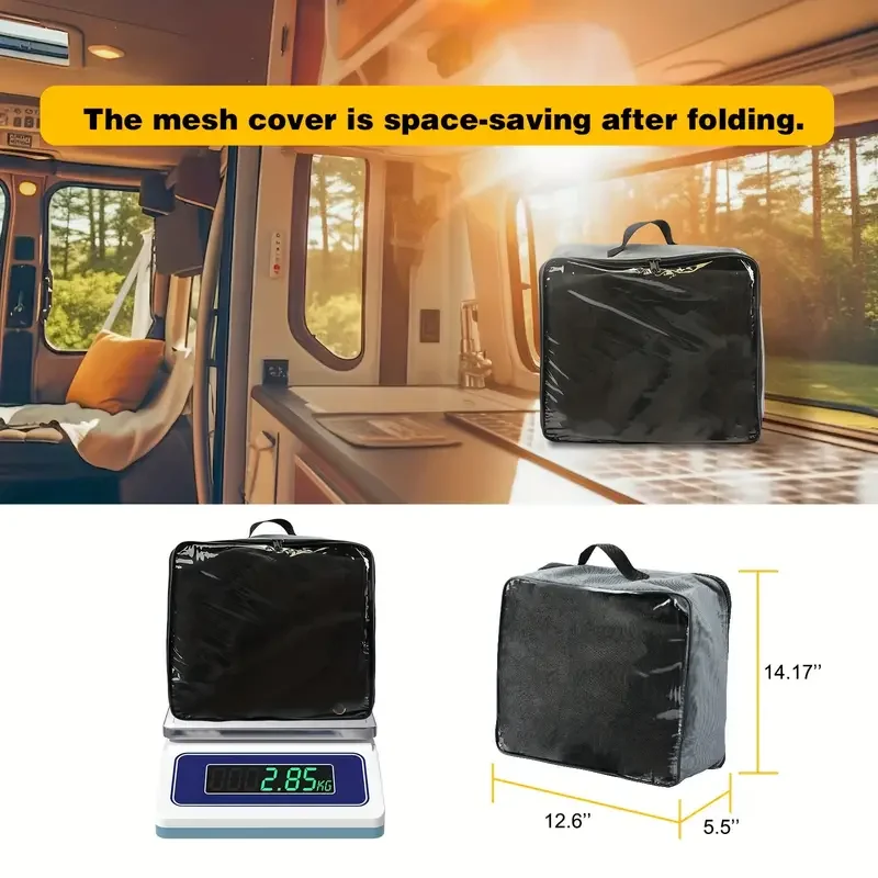 

RV Sunshade Privacy Screen Black Mesh UV Shield Awning Cover Windproof Flame Retardant For Camper Trailer