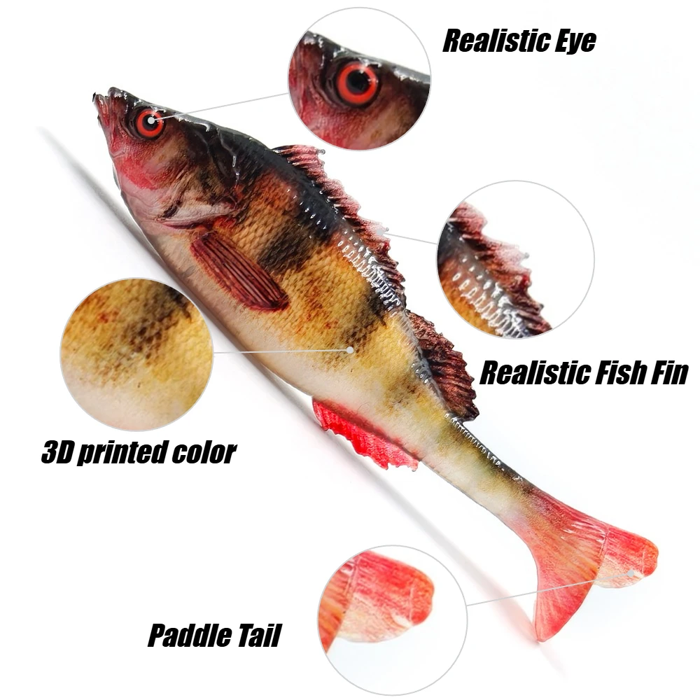 4/ 5PCS  3D Printed T-Tail Soft Bait with Realistic Scales, 7cm/ 9cm Slow-Sinking Swimbait for Precision Depth, Targets Bass