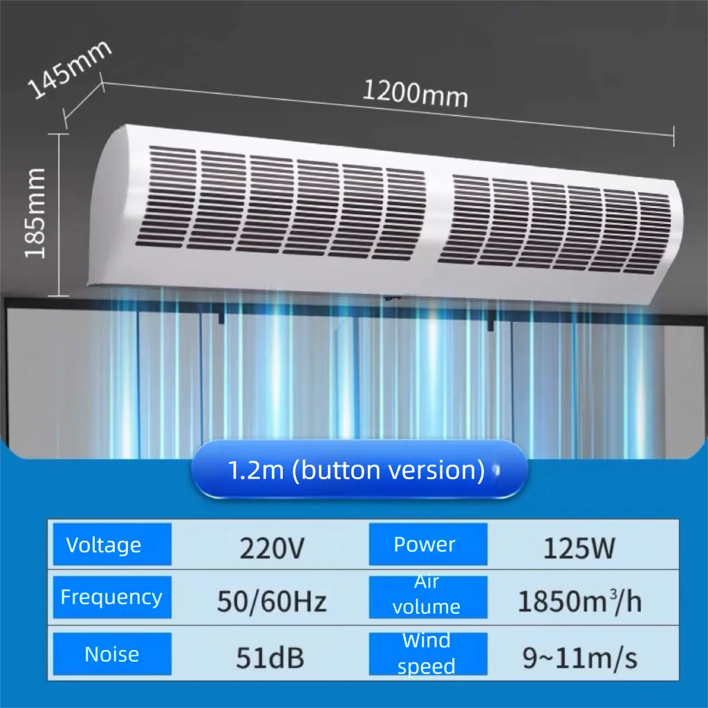 Commercial  Silent Air  Curtain 36 Inch 1200CFM Air Curtain 2 Speeds Powerful Automatic air Curtain Residential
