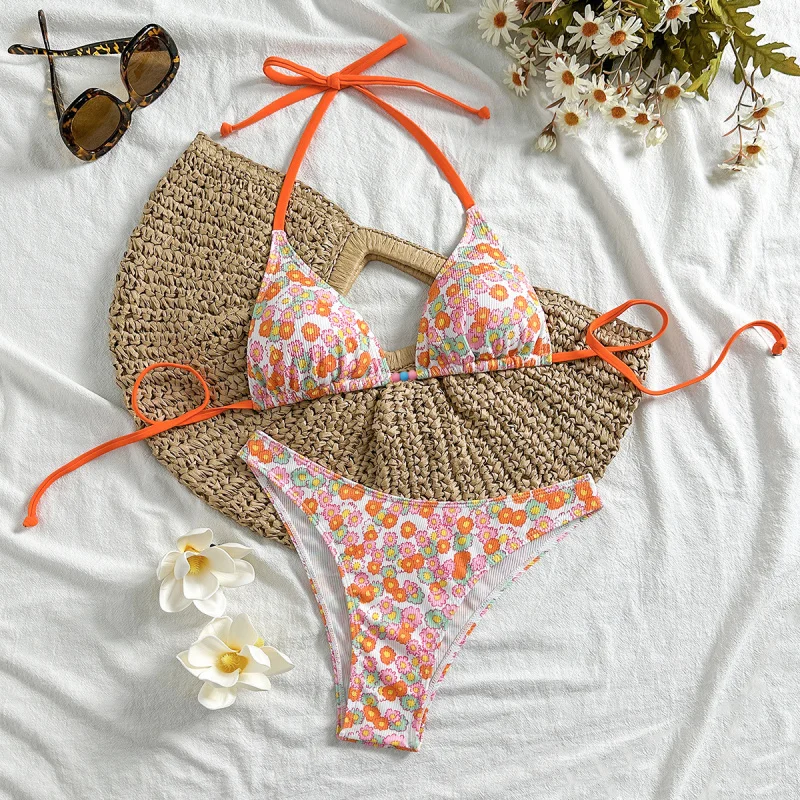 

Xingcheng new floral print sexy strap bikini two-piece beach swimsuit for womenbiki