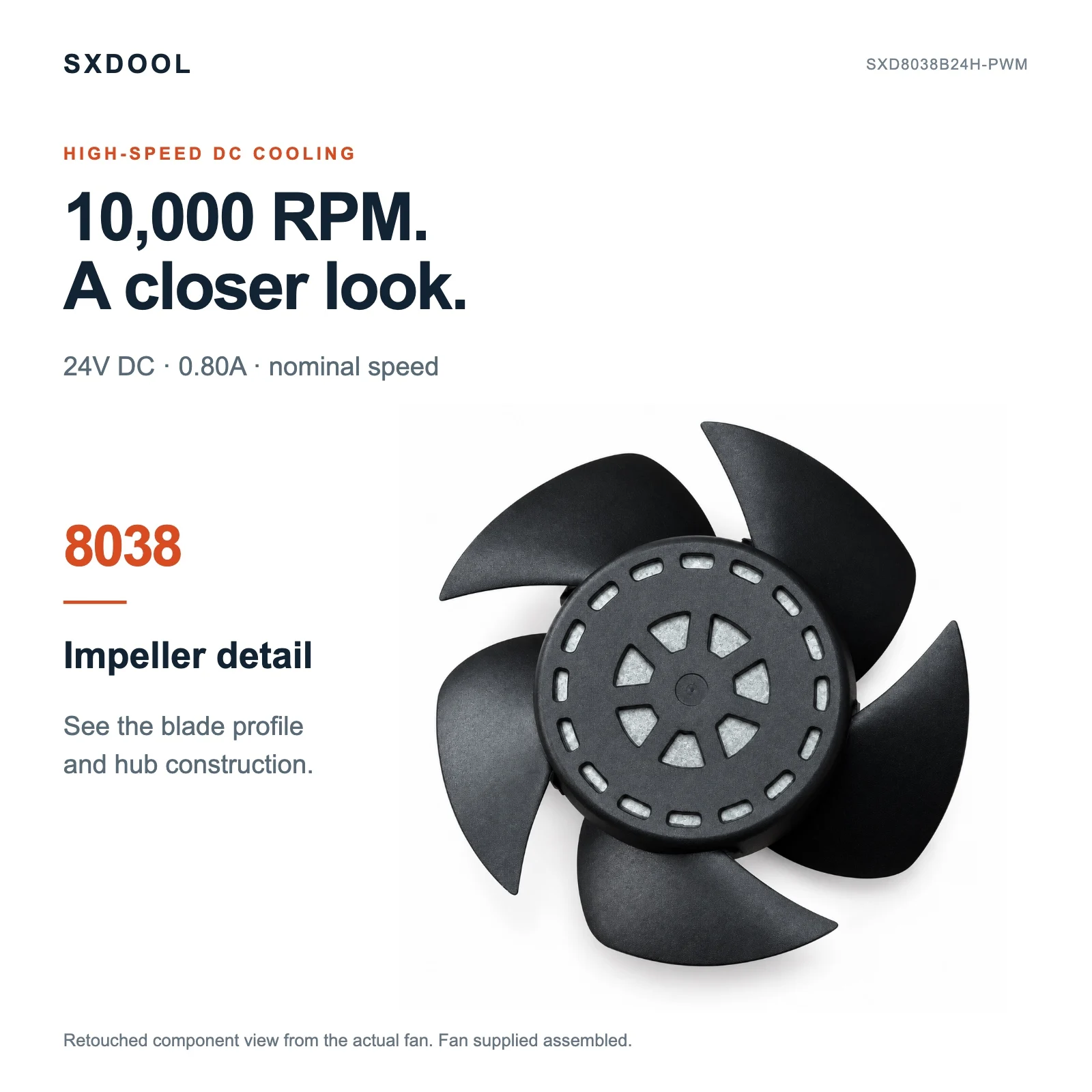 SXDOOL 8038 24V 0.80A DC Fan 10000RPM Dual Ball Bearing 4 Wire FG PWM 300mm Leads for Industrial Cabinet Cooling