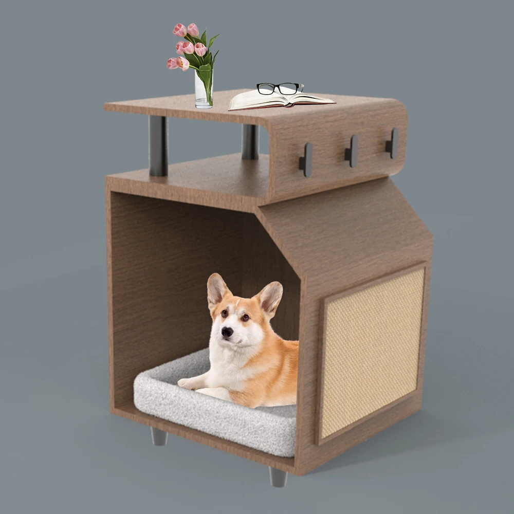 

Luxury Cute Wooden Pet Cages Houses Furniture With Soft Cushion Dog House Kennel Cat Dog Bed