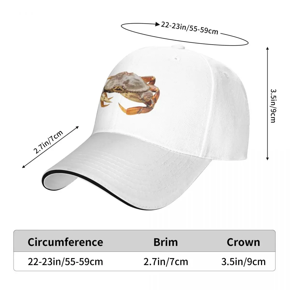 Dungeness Crab Cap Fashion Casual Baseball Caps Adjustable Hat Hip Hop Summer Unisex Baseball Hats Customizable Polychromatic