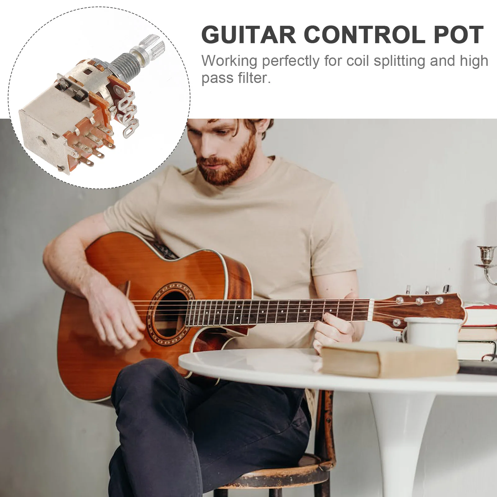 

3pcs B500k Guitar Potentiometer Lightweight Durable Coil Splitting Control Pot High Pass Filter Guitar Parts