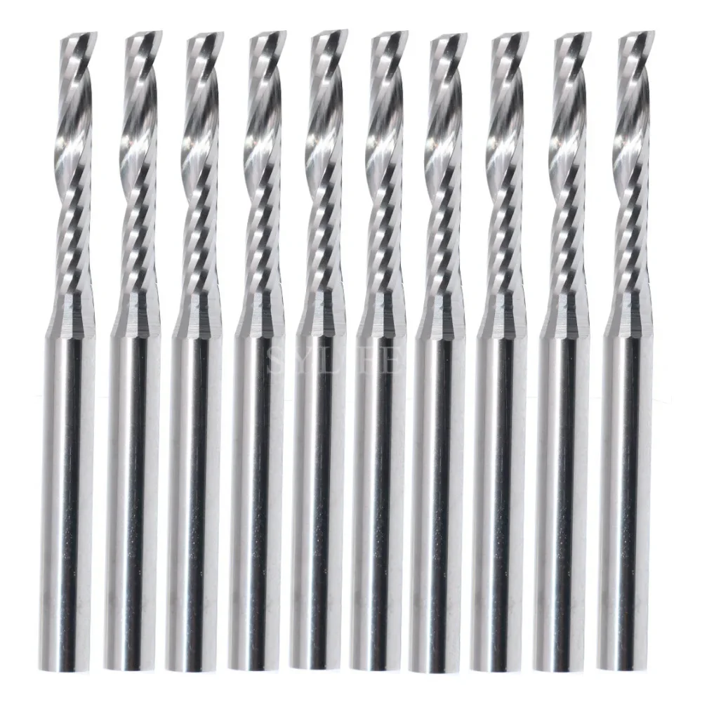 

10pcs Acrylic ABS Spiral Bit Milling Cutter One Flute CED 2.5mm CEL 15mm