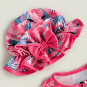 Quần áo mùa hè cho trẻ sơ sinh, chim hồng hạc, in hoa, áo dài tay, bộ đồ liền thân, băng tin, đồ bơi, 2022 9 Bán hàng chính FLAMINGO BLOUSE - 3