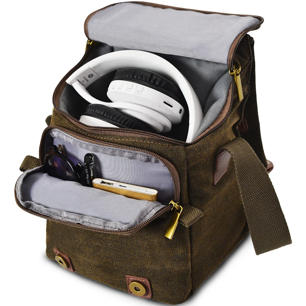 Camera Bag Causual Water-resistant Canvas Camera Sling Bag for Canon Nikon Sony Fujifilm Shockproof Lens Case for Photography