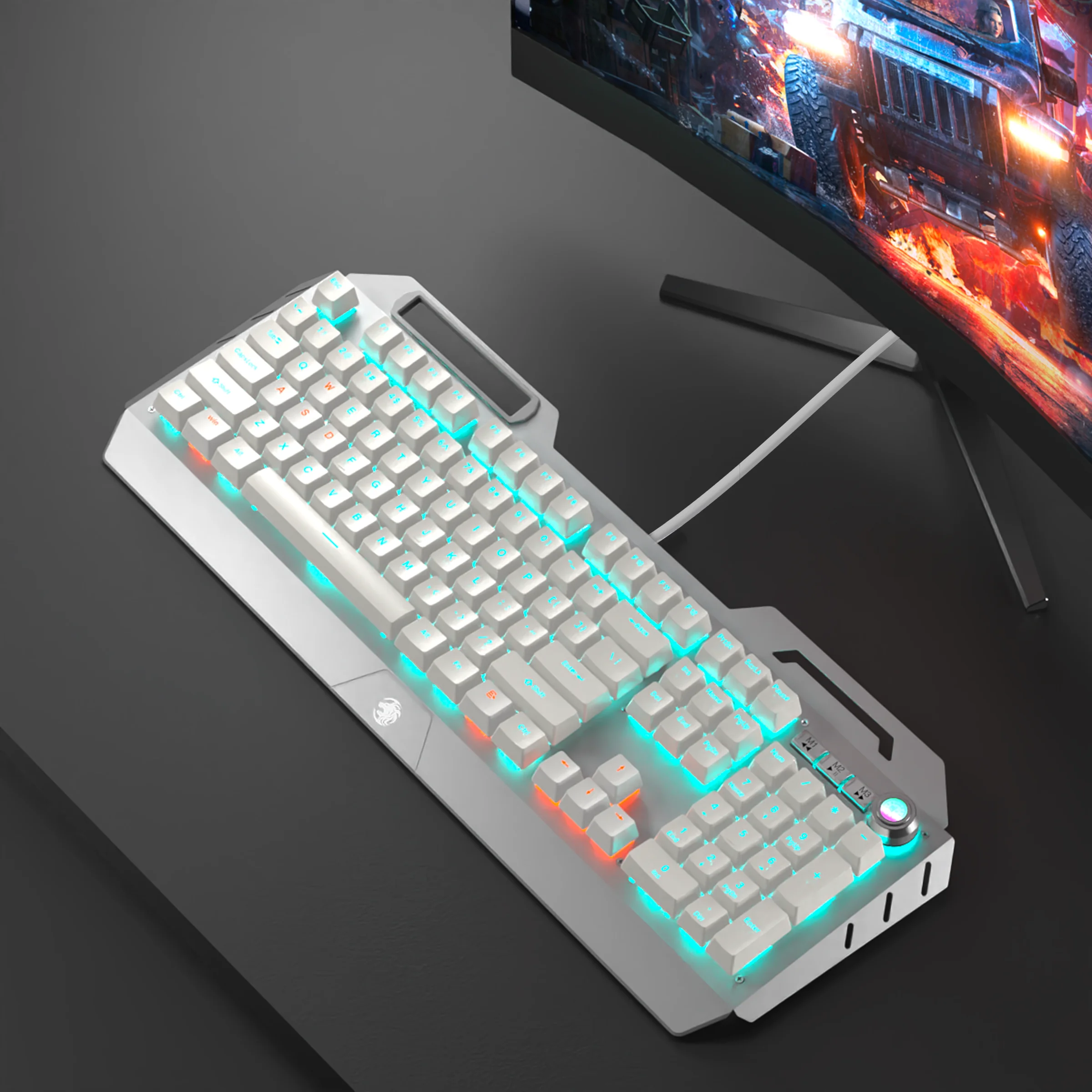 EWEADN Wired Mechanical Gaming Keyboard, Knob Blue Switch,104-Key,Ergonomic, Durable,Gaming/Typing, Laptops/PCs, Esports/Gaming - Image 4