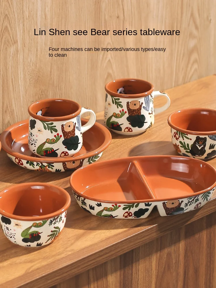 Cute ceramic bowls, household especially beautiful rice bowls, noodles, bowls, plates, mugs, breakfast utensils set