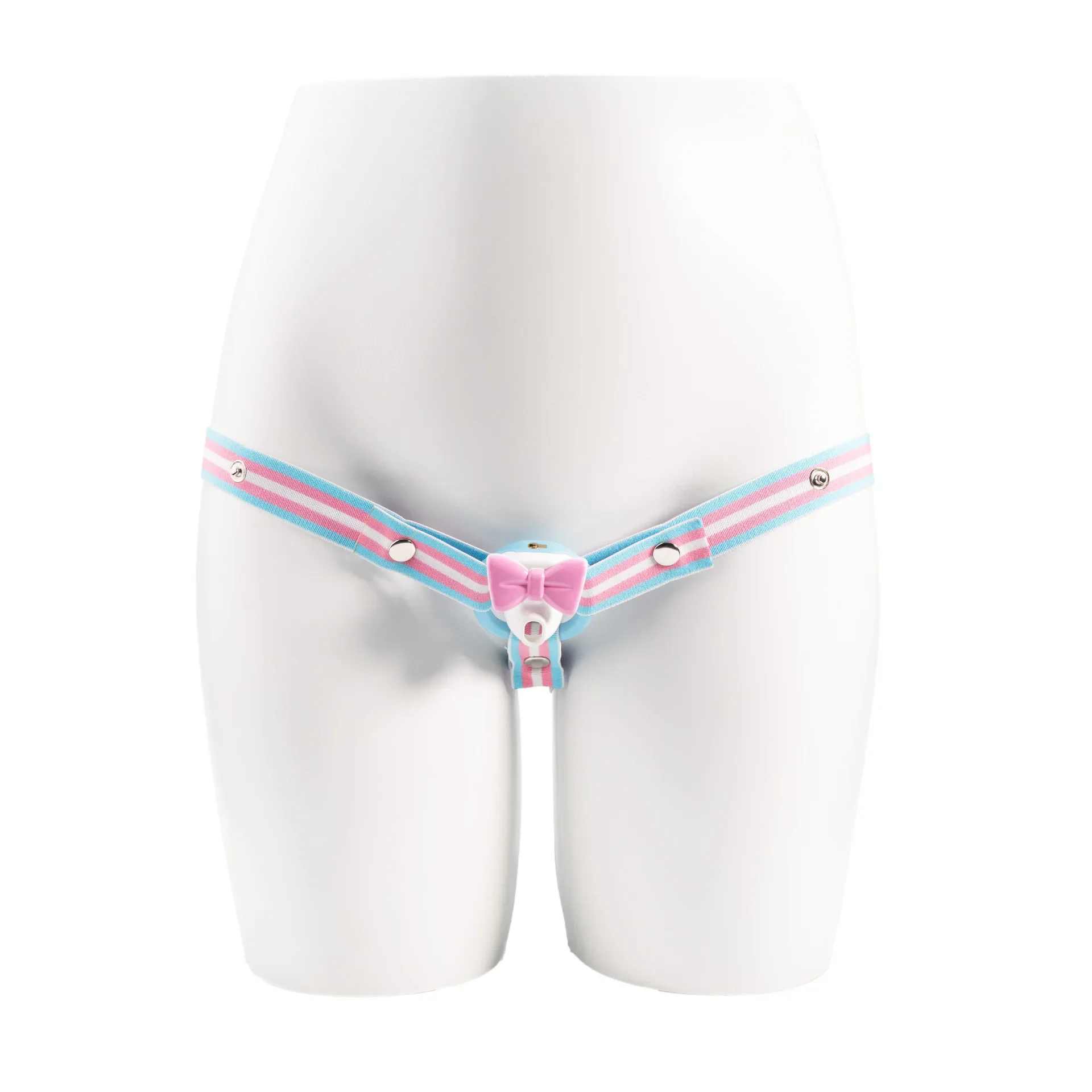 FODRK Cute Two tone bow tie chastity lock, small pot lid CB lock, fake BDSM, gay chastity lock, gay rooster cage penis restraint