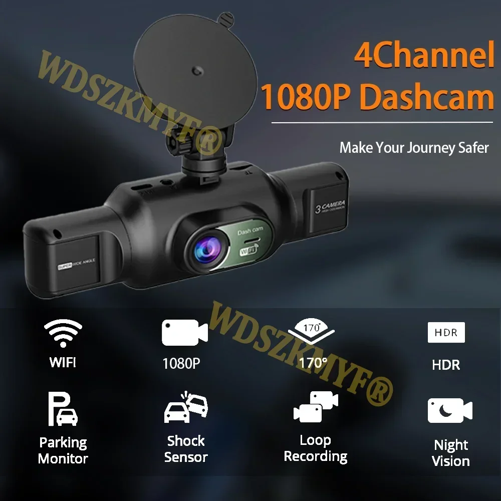 

New 4 Lens 360 Degrees Dash Cam Auto WIFI Car DVR 1080P Video Recorder Rear view camera 24H Parking Monitor Car Assecories