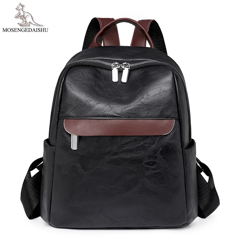 ผู้หญิงหรูหราหนังกระเป๋าเป้สะพายหลังสําหรับสาว Sac A Dos Casual Daypack สีดํากระเป๋าเป้สะพายหลัง Vintage โรงเรียนกระเป๋าสําหรับสาว Mochila Rucksack