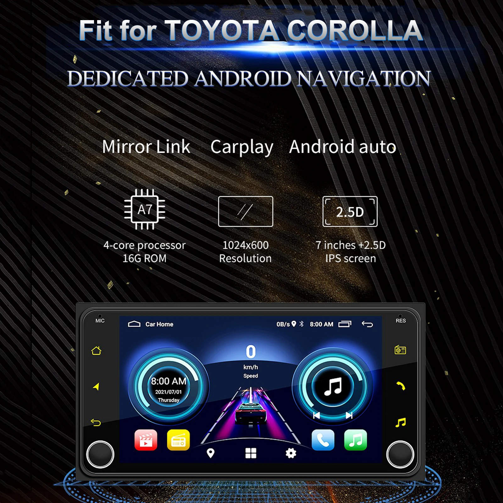 

Car Multimedia Player For Toyota Corolla Driving Recorder GPS Navigation FM/AM Radio Support Apple CarPlay Android Auto