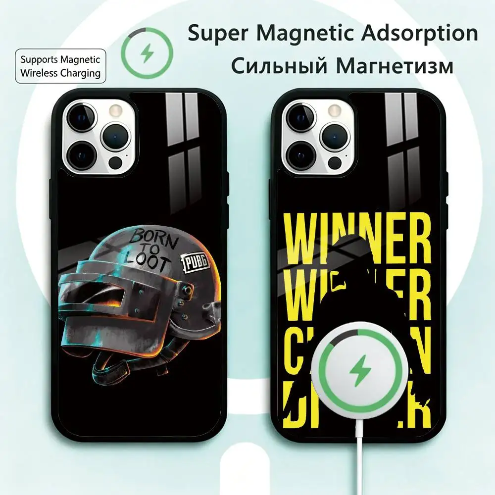

Game P-U-B-G Phone Case For iPhone17,16,15,14,13,12,11 Plus,Pro Magnetic Supports Magnetic Wireless Charging