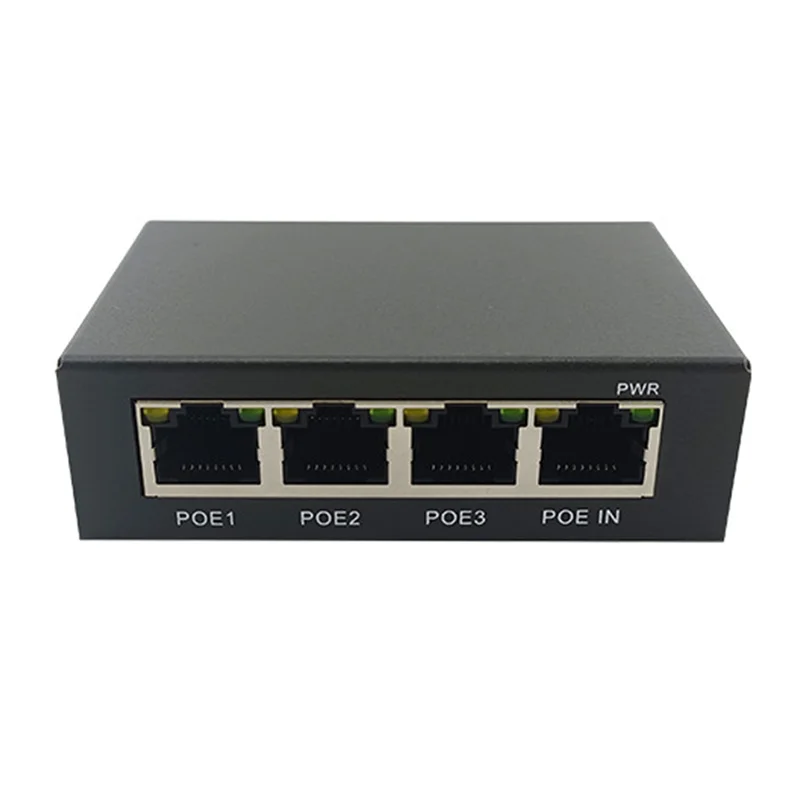 Enjoy Life, It's Worth Having 4 Port Gigabit POE Extender 100/1000M Network Switch Extender IEEE802.3Af/At PlugPlay for PoE