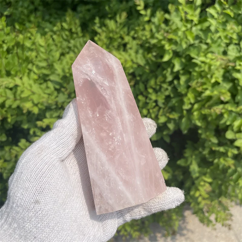 683g Natural Pink Rose Quartz Crystal Obelisk Wand Point Healing