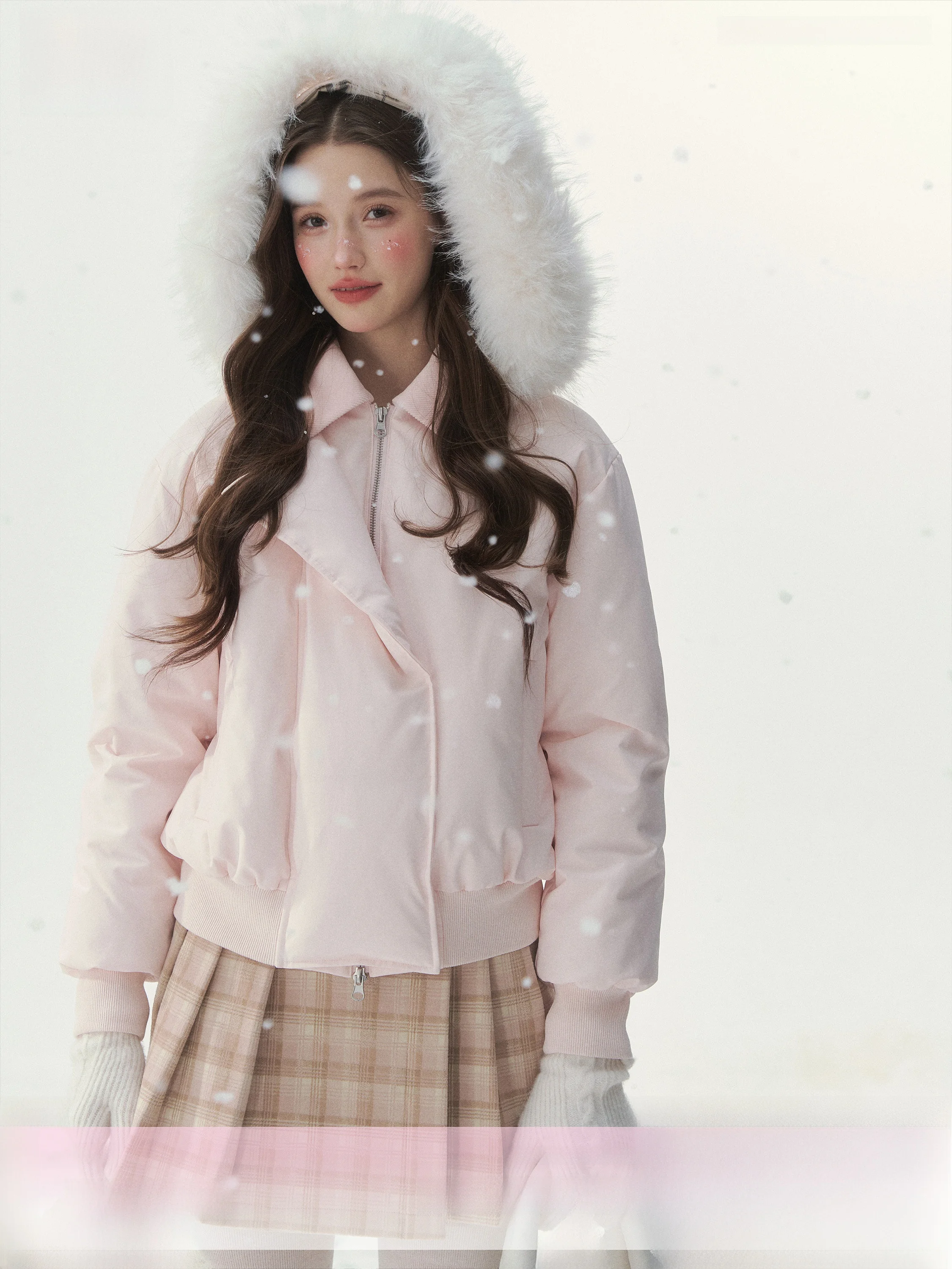 

SunsetPark Winter Short down Jacket White Duck Feather Filled Envelope Style Snowfall Sound with Fur Collar Unisex Warm Coat