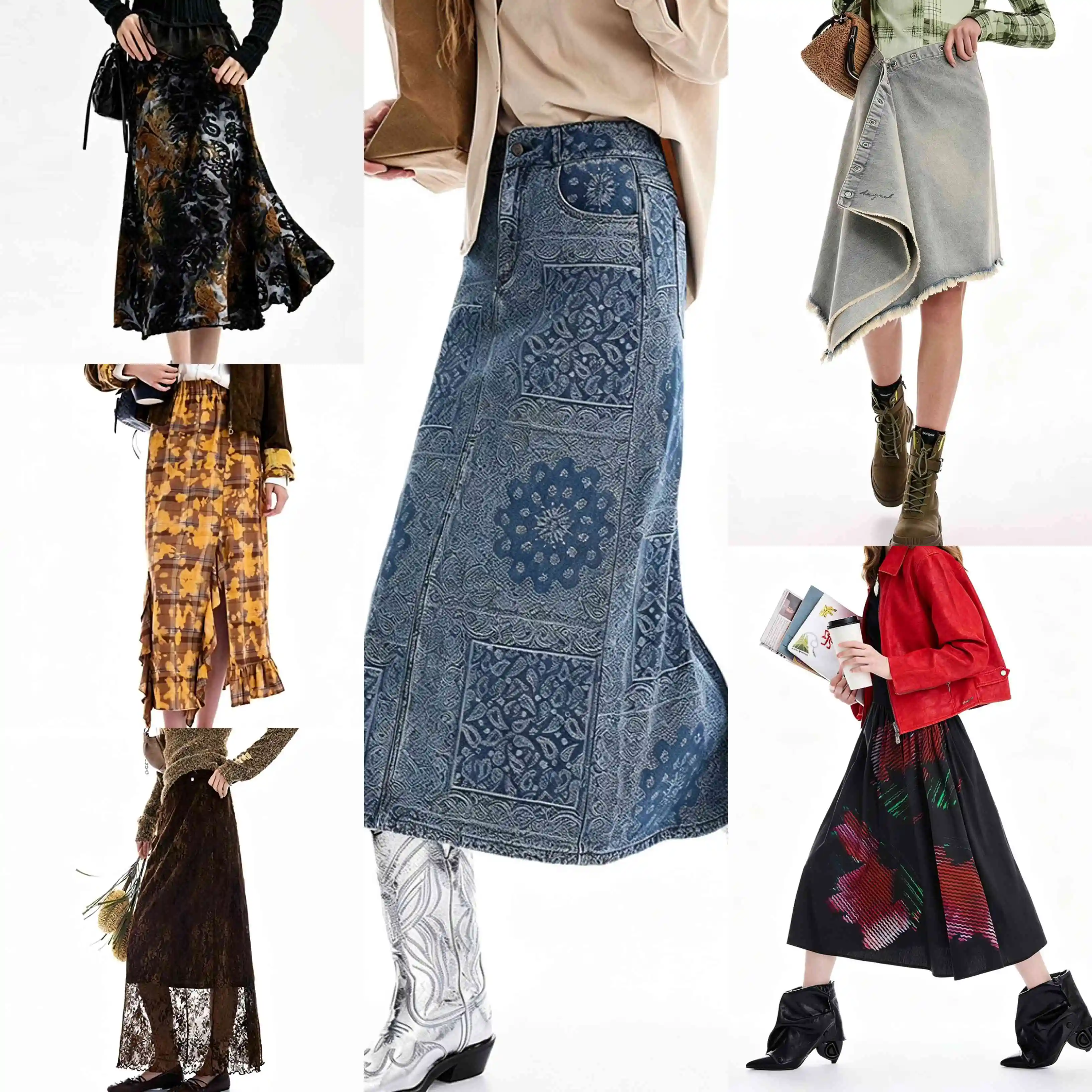 Foreign Trade Spain Original Single Women's Half Skirt Embroidered Flower Jacquard Straight Tube Long Skirt Light Luxury Fashion