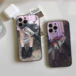 Harajuku Korean Girls Chainsaw Phone Case FOR IPhone 15 14 11 12 Pro 15 16 Plus 13 Pro MAX XR XS Black Soft Covers