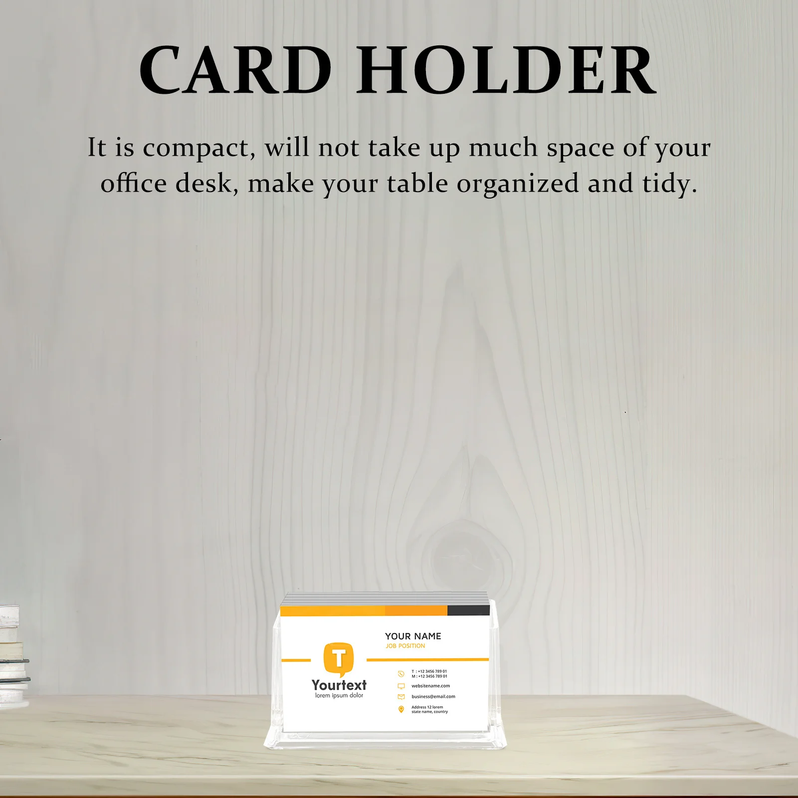 

2Pcs Business Card Holder Display Acrylic Stand Transparent Card Display Desktop Organizer Stable Non-Slip Base