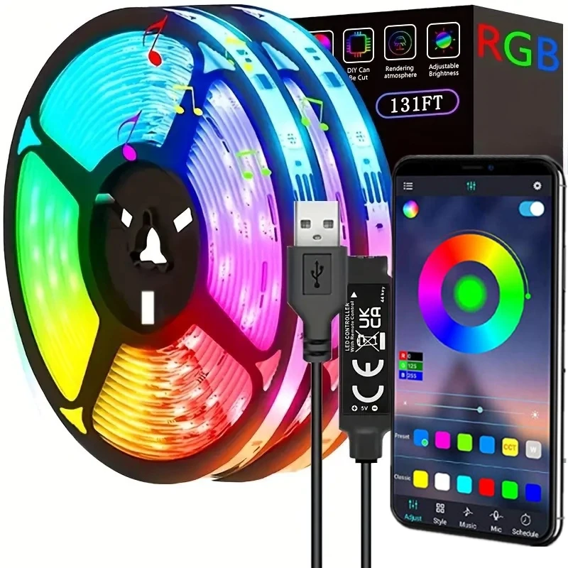 RGB LED Wall Strip Light Smart SMD 3535 Bluetooth Music Sync Flexible Tape Diode Ribbon TV Backlight APP Control Home Room Decor