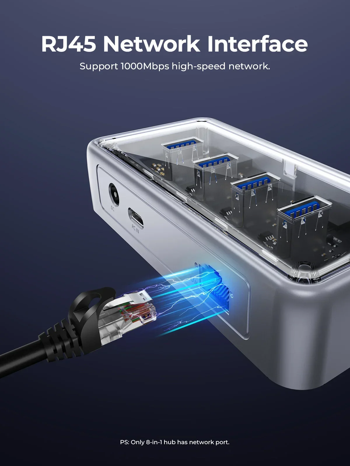 Imagem -04 - Orico-alumínio Liga Usb 3.1 Hub 5gbps Transmissão de Alta Velocidade Portas Simulação de Expansão Suporta Dispositivos tipo c e Usb