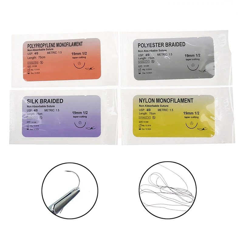 1/0 2/0 3/0 4/0 Dental Surgical Needle Silk Medical Thread  Suture Surgical Practice Kit