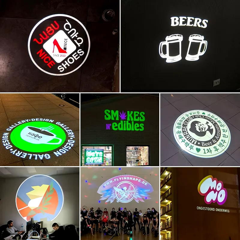 Custom Gobo Projector Light Custom Logo Lights Outdoor LED Rotating Customize Logo Spotlight for Commercial Shop Entrance Floor