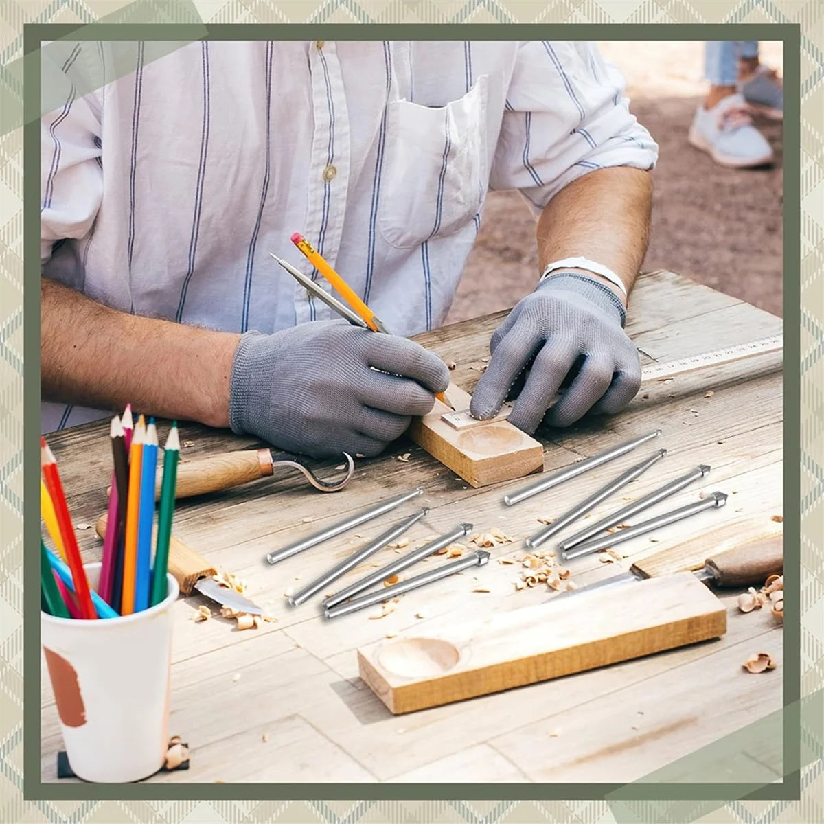 URAZL 12Pc Cylinder Cone Shape Carving Burr Sets Jewelry Burr SetsShank Jewelry Making Stone Setting Burs for Lapidary 008-040