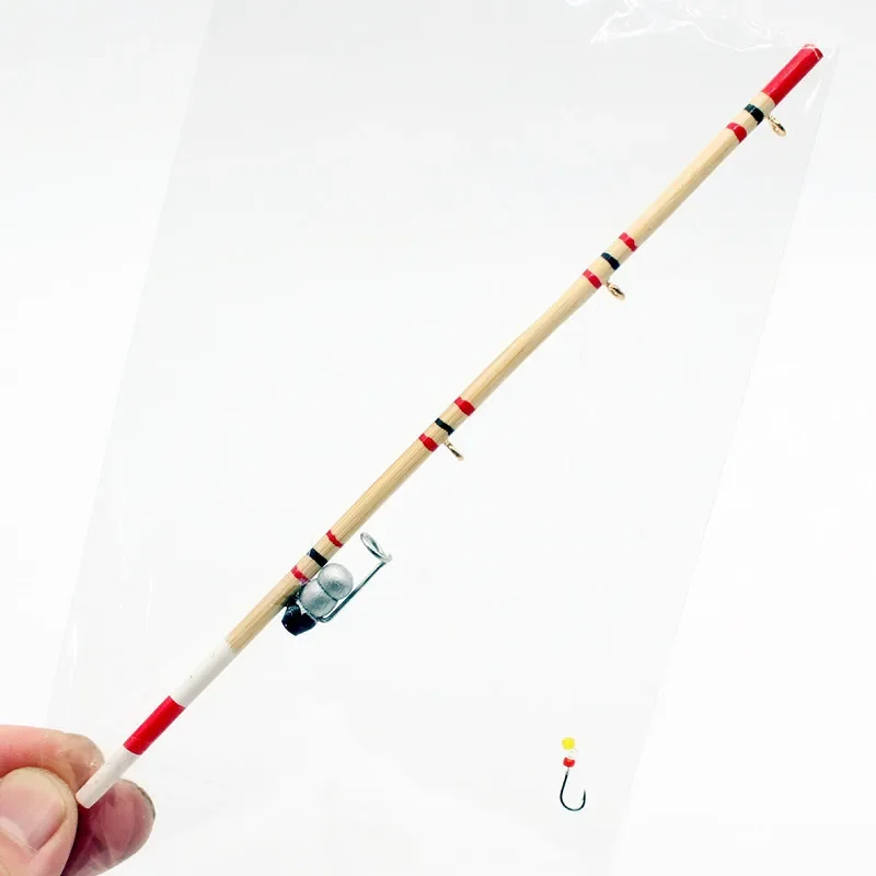 Mini Fishing Rod Fishing Gear 1/12 Dollhouse Outdoor Model Life Scene Miniatures Decoration Doll Accessories