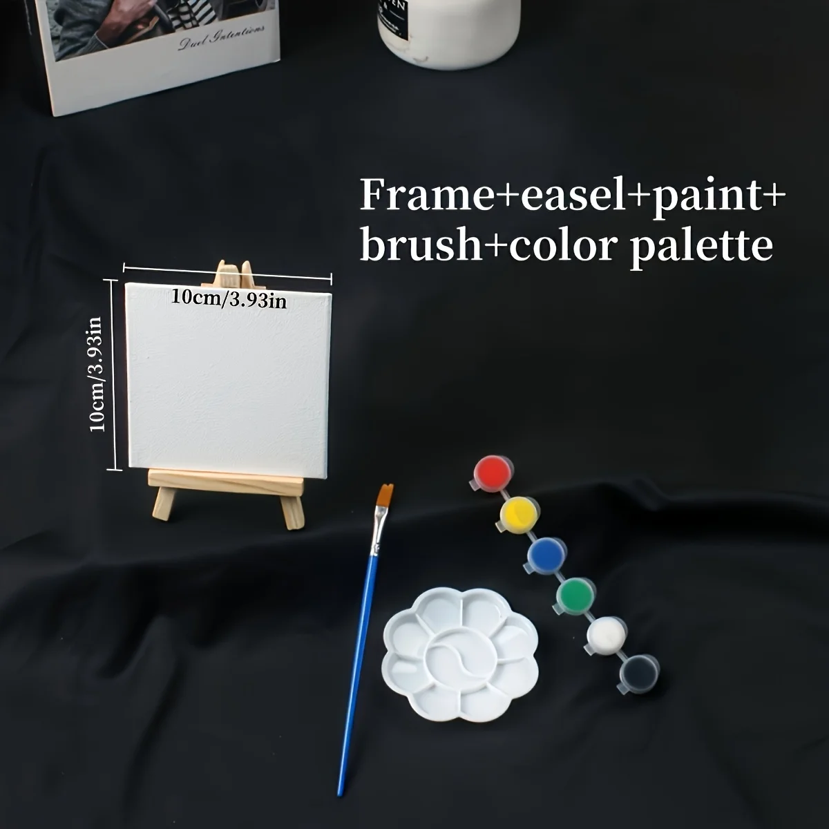 Mini Art Canvas Set with Easel Wood Frame Acrylic Paints And Brushes DIY Painting Kit Blank Canvas Panels for Oil Acrylic Painti